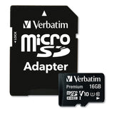 Verbatim® 16GB Premium microSDHC Memory Card with Adapter, UHS-I V10 U1 Class 10, Up to 80MB/s Read Speed (VER44082)