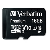 Verbatim® 16GB Premium microSDHC Memory Card with Adapter, UHS-I V10 U1 Class 10, Up to 80MB/s Read Speed (VER44082)