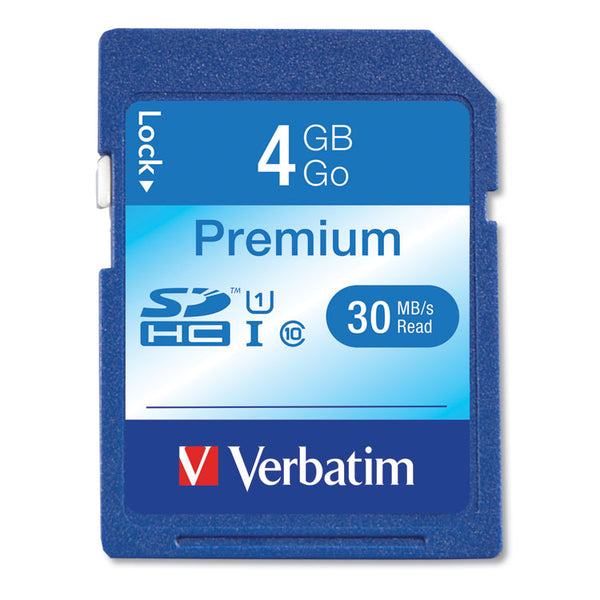 Verbatim® 4GB Premium SDHC Memory Card, UHS-I U1 Class 10, Up to 30MB/s Read Speed (VER96171)