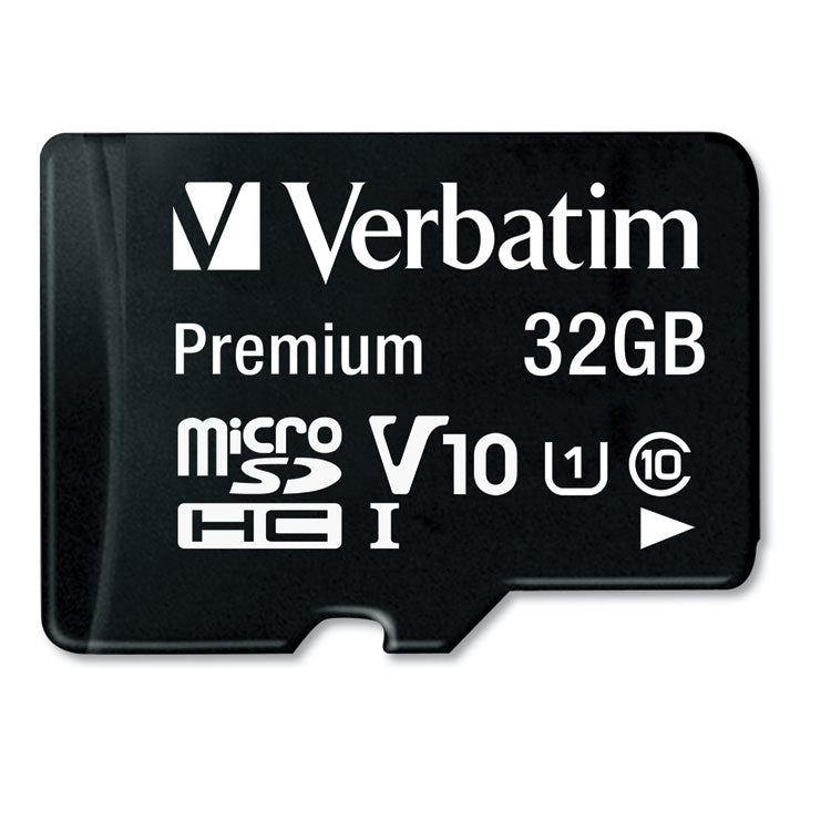 Verbatim® 32GB Premium microSDHC Memory Card with Adapter, UHS-I V10 U1 Class 10, Up to 90MB/s Read Speed (VER44083)