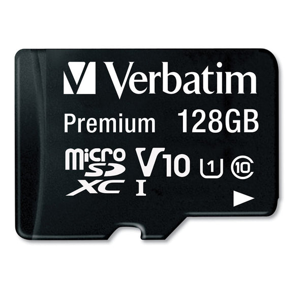 Verbatim® 128GB Premium microSDXC Memory Card with Adapter, UHS-I V10 U1 Class 10, Up to 90MB/s Read Speed (VER44085)
