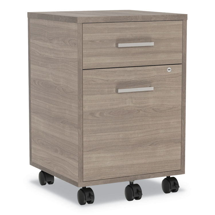 Linea Italia® Urban Mobile File Pedestal, Left or Right, 2-Drawers: Box/File, Legal/A4, Natural Walnut, 16" x 15.25" x 23.75" (LITUR610NW)