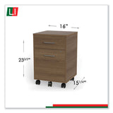 Linea Italia® Urban Mobile File Pedestal, Left or Right, 2-Drawers: Box/File, Legal/A4, Natural Walnut, 16" x 15.25" x 23.75" (LITUR610NW)