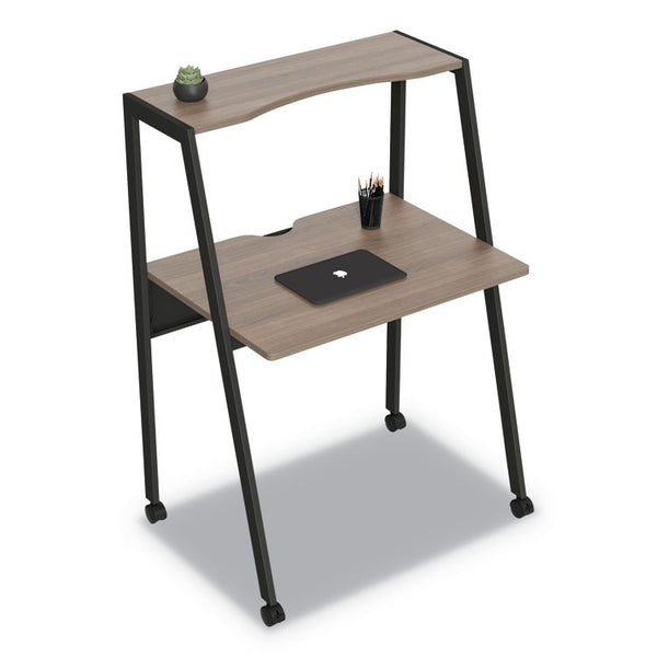 Linea Italia® Kompass Flexible Home/Office Desk, 33" x 23.75" x 48", Natural Walnut (LITSH764NW)