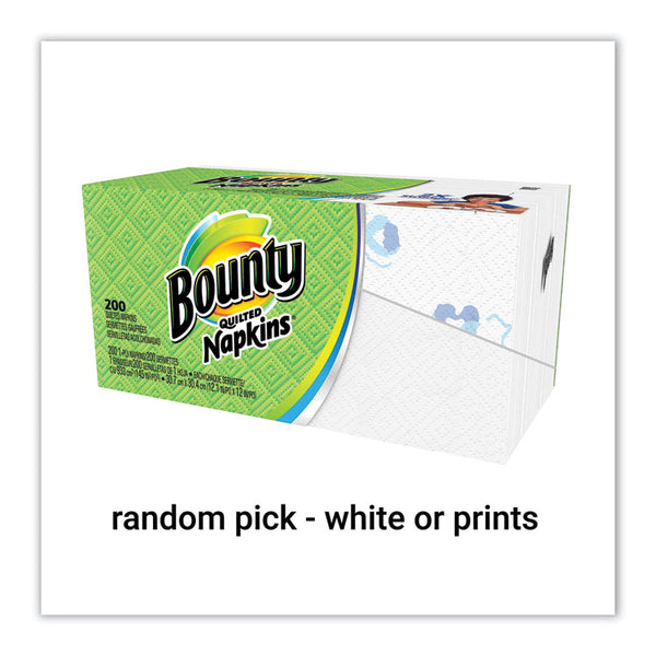 Bounty® Quilted Napkins, 1-Ply, 12 1/10 x 12, Assorted - Print or White, 200/Pack (PGC34885)