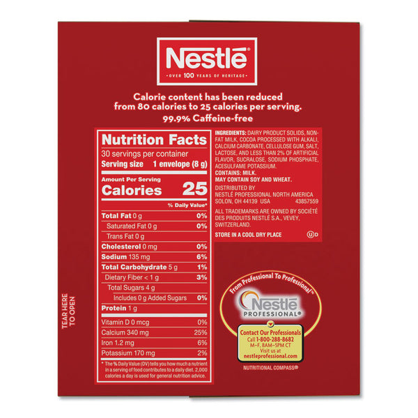 Nestlé® No-Sugar-Added Hot Cocoa Mix Envelopes, Rich Chocolate, 0.28 oz Packet, 30/Box (NES61411)