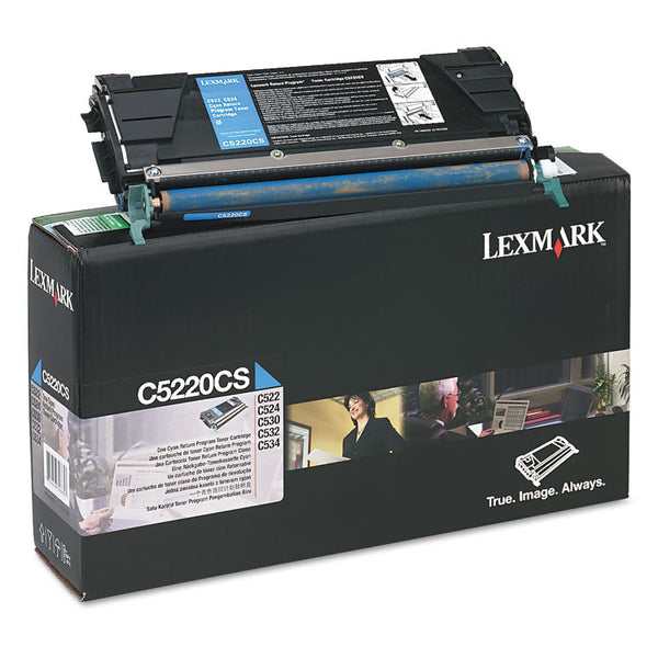 Lexmark™ C5220CS Return Program Toner, 3,000 Page-Yield, Cyan (LEXC5220CS)