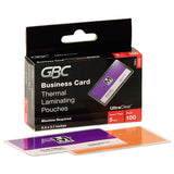 GBC® UltraClear Thermal Laminating Pouches, 5 mil, 3.69" x 2.19", Gloss Clear, 100/Box (GBC51005) Box of 100