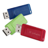 Verbatim® Store 'n' Go USB Flash Drive, 8 GB, Assorted Colors, 3/Pack (VER98703)