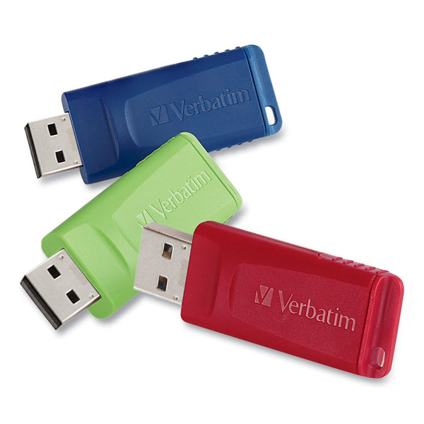 Verbatim® Store 'n' Go USB Flash Drive, 4 GB, Assorted Colors, 3/Pack (VER97002)