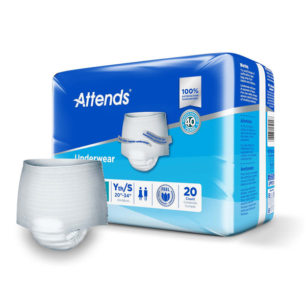 Attends® Unisex Adult Absorbent Underwear Pull On with Tear Away Seams Small Disposable Heavy Absorbency (546743_BG) 20/BG