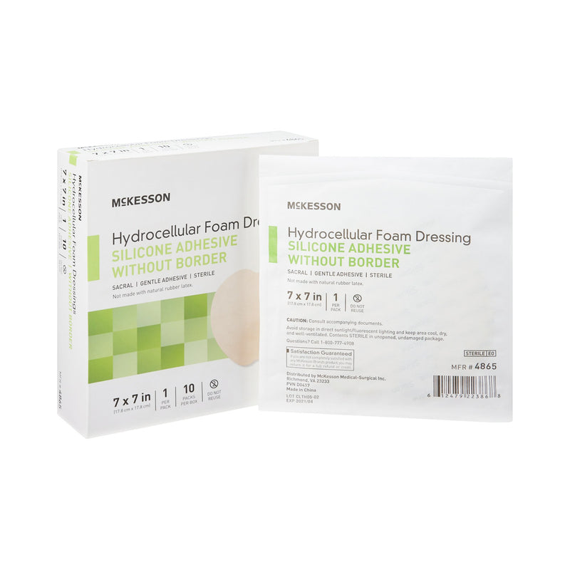 McKesson Foam Dressing 7 X 7 Inch Without Border Film Backing Silicone Gel Adhesive Sacral Sterile (1083088_EA) 1/EA