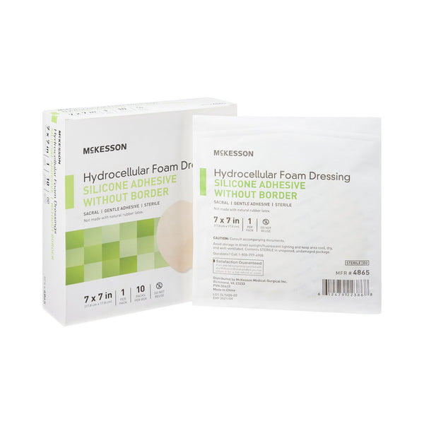 McKesson Foam Dressing 7 X 7 Inch Without Border Film Backing Silicone Gel Adhesive Sacral Sterile (1083088_BX) 10/BX
