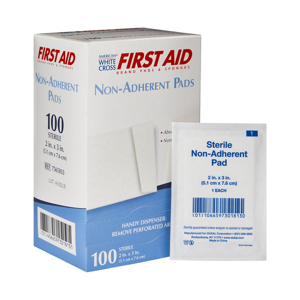 American White Cross Non-Adherent Dressing 2 X 3 Inch Sterile 1 per Pack (126982_BX) 100/BX