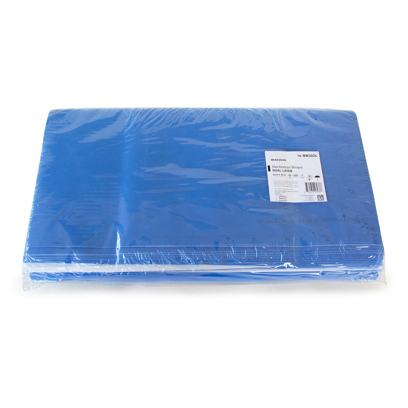 McKesson Sterilization Wrap White / Blue 24 X 24 Inch Dual Layer SMS Polypropylene (1243680_CS) 120/CS