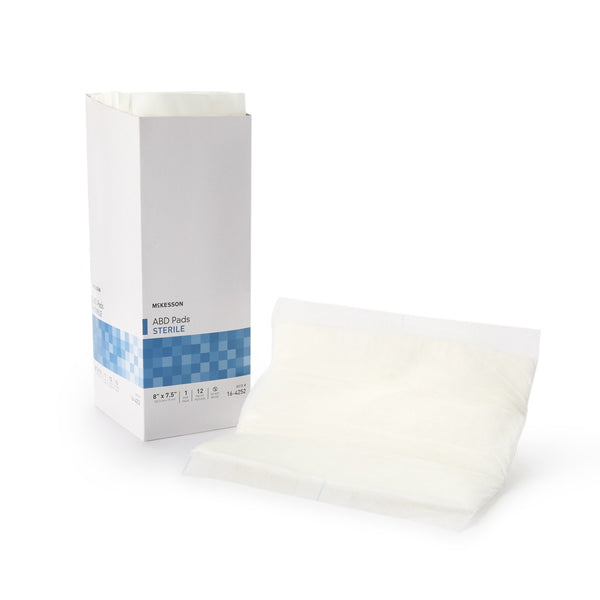 McKesson Abdominal Pad 7-1/2 X 8 Inch Sterile 1 per Pack (446058_BX) 12/BX