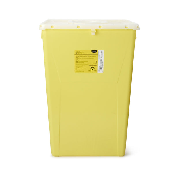McKesson Prevent® Chemotherapy Waste Container Yellow Base 24-3/5 H X 17-3/10 W X 13 L Inch Vertical Entry 18 Gallon (862687_CS) 7/CS