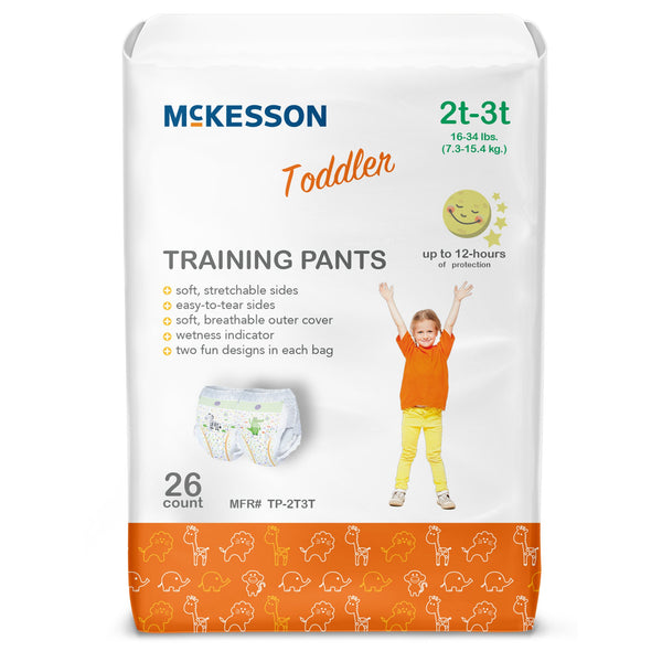 McKesson Unisex Toddler Training Pants Pull On with Tear Away Seams Size 2T to 3T Disposable Heavy Absorbency (1144481_BG) 1/BG