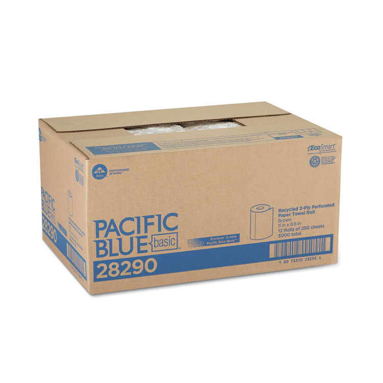 Georgia Pacific® Professional Pacific Blue Basic Jumbo Perforated Kitchen Roll Paper Towels, 2-Ply, 11 x 8.8, Brown, 250/Roll, 12 Rolls/Carton (GPC28290) Case of 12