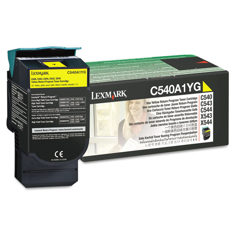 Lexmark™ C540A1YG Return Program Toner, 1,000 Page-Yield, Yellow (LEXC540A1YG) Each