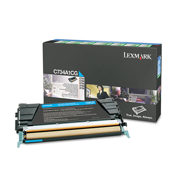 Lexmark™ C734A1CG Return Program Toner, 6,000 Page-Yield, Cyan (LEXC734A1CG)