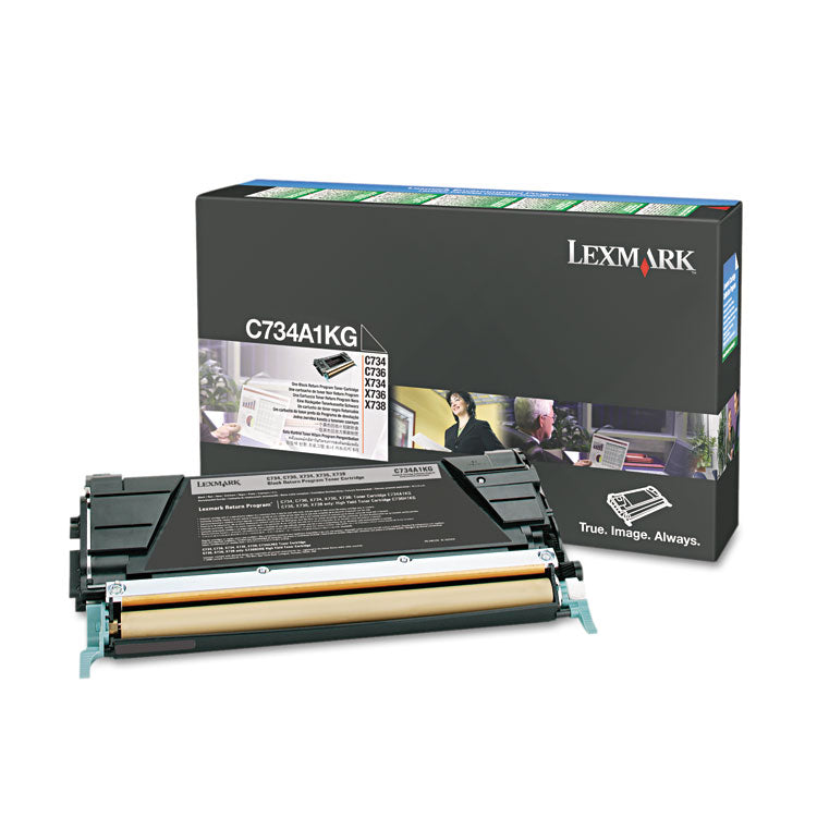 Lexmark™ C734A1KG Return Program Toner, 8,000 Page-Yield, Black (LEXC734A1KG)