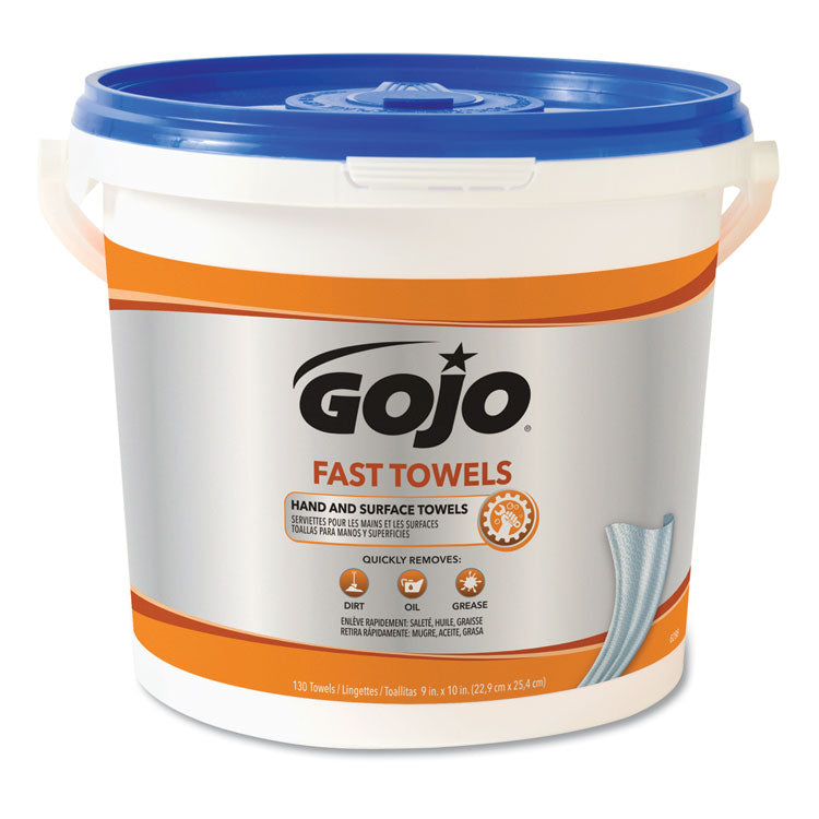 GOJO® FAST TOWELS Hand Cleaning Towels, 9 x 10, Fresh Citrus, Blue, 225/Bucket, 2 Buckets/Carton (GOJ629902CT) Case of 2