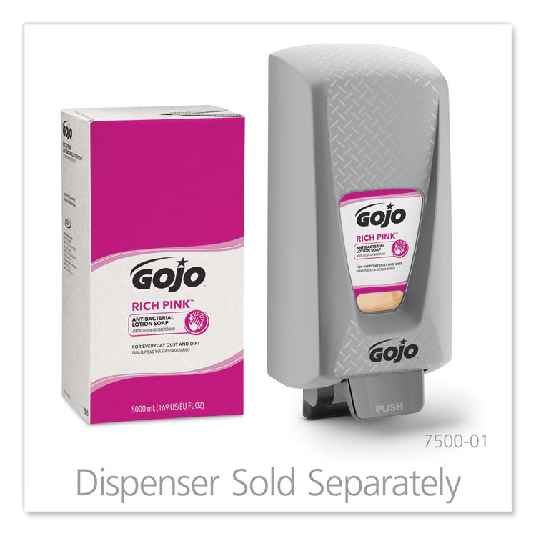 GOJO® RICH PINK Antibacterial Lotion Soap Refill, Floral, 5,000 mL, 2/Carton (GOJ7520)