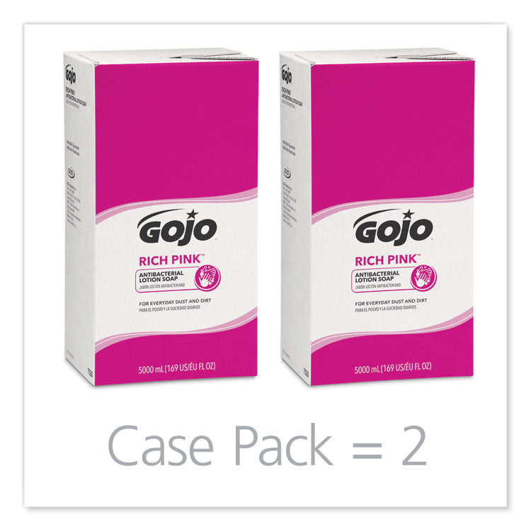 GOJO® RICH PINK Antibacterial Lotion Soap Refill, Floral, 5,000 mL, 2/Carton (GOJ7520)