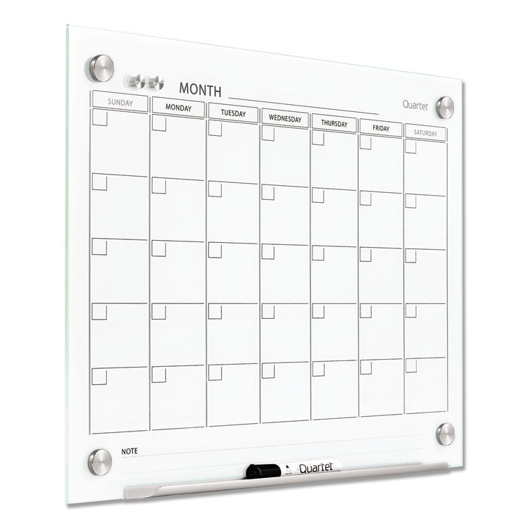 Quartet® Infinity Magnetic Glass Calendar Board, One Month, 24 x 18, White Surface (QRTGC2418F) Each