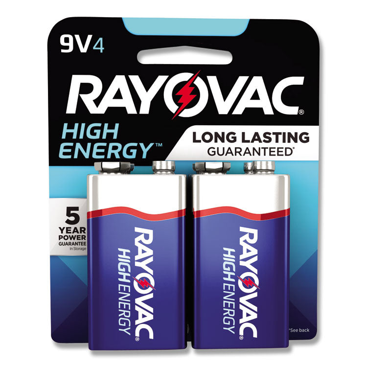 Rayovac® High Energy Premium Alkaline 9V Batteries, 4/Pack (RAYA16044TK) Pack of 4