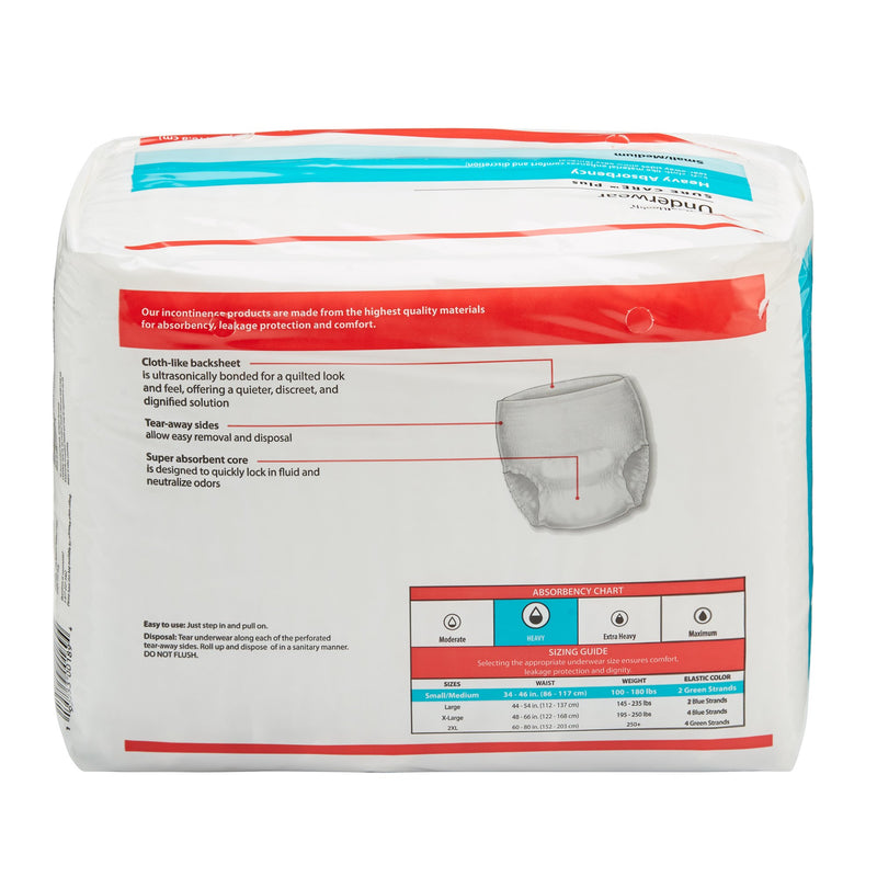 Sure Care™ Plus Unisex Adult Absorbent Underwear Pull On with Tear Away Seams Small / Medium Disposable Heavy Absorbency (409347_CS) 80/CS