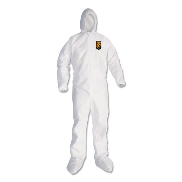KleenGuard™ A30 Elastic Back and Cuff Hooded/Boots Coveralls, Large, White, 25/Carton (KCC46123)