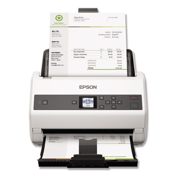 Epson® DS-870 Color Workgroup Document Scanner, 600 dpi Optical Resolution, 100-Sheet Duplex Auto Document Feeder (EPSB11B250201)