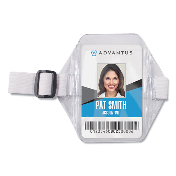 Advantus Arm Badge Holders, Vertical, Textured Clear 5" x 5" Holder, 2.5" x 4" Insert, 12/Pack (AVT75649)