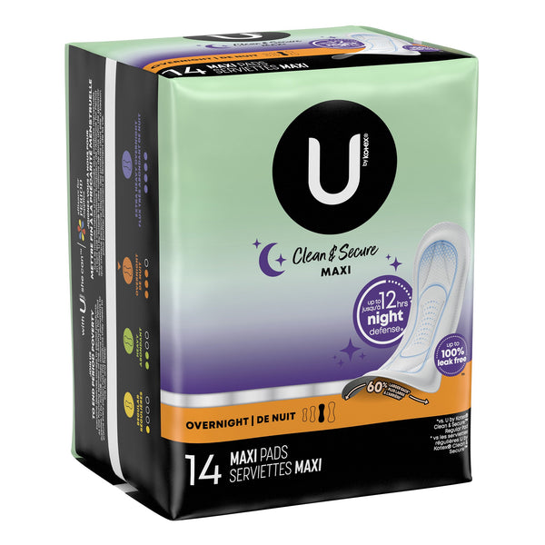 U by Kotex® Security Feminine Pad Maxi / Overnight Heavy Absorbency (971266_CS) 8/CS