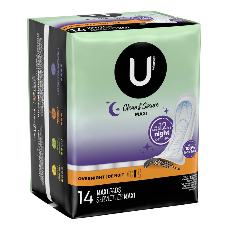 U by Kotex® Security Feminine Pad Maxi / Overnight Heavy Absorbency (971266_CS) 8/CS