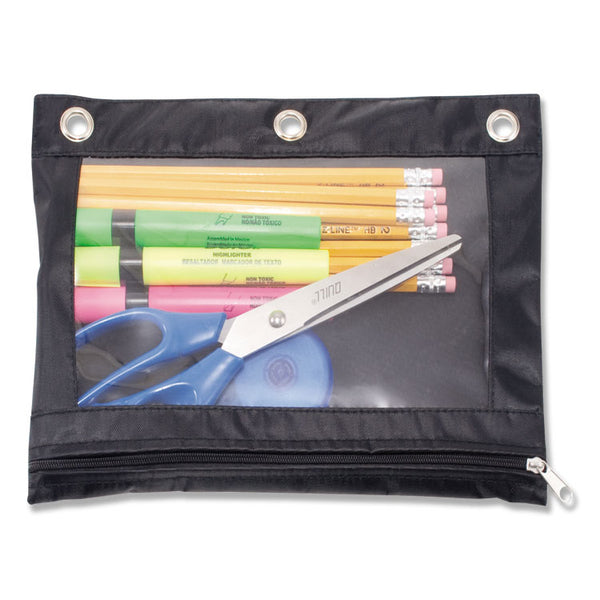 Advantus Binder Pencil Pouch, 10 x 7.38, Black/Clear (AVT67024)