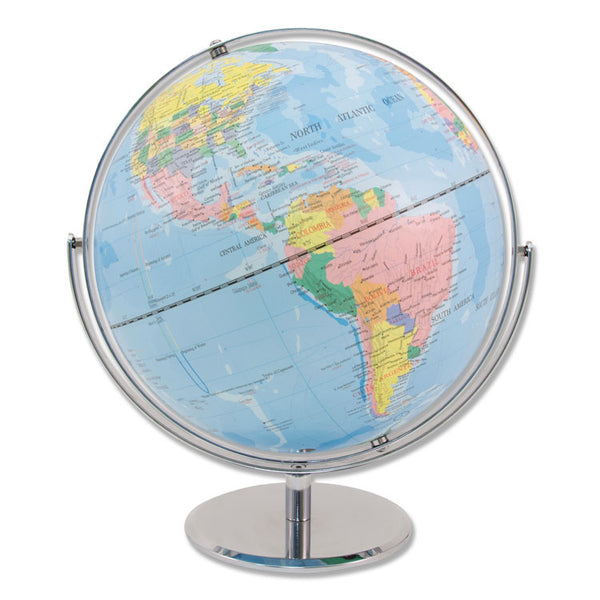 Advantus 12-Inch Globe with Blue Oceans, Silver-Toned Metal Desktop Base, Full-Meridian (AVT30502)