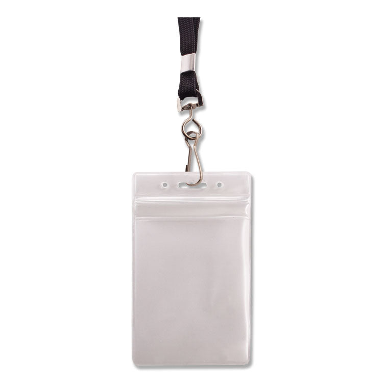 Advantus Resealable ID Badge Holders, J-Hook and 36" Lanyard, Vertical, Frosted 3.68" x 5" Holder, 2.38" x 3.75" Insert, 20/Pack (AVT91131) Pack of 20