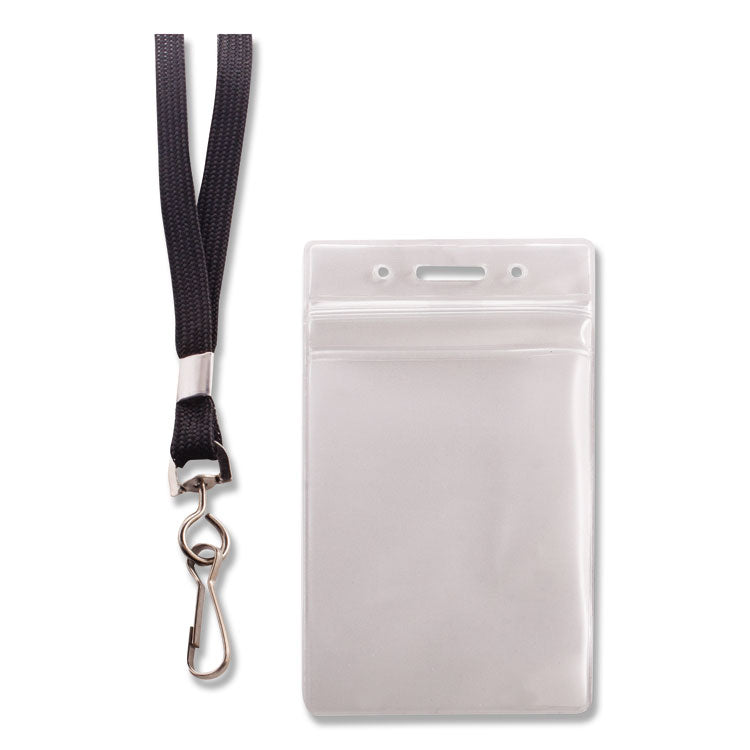 Advantus Resealable ID Badge Holders, J-Hook and 36" Lanyard, Vertical, Frosted 3.68" x 5" Holder, 2.38" x 3.75" Insert, 20/Pack (AVT91131) Pack of 20