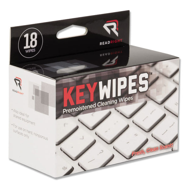 Read Right® KeyWipes Keyboard Wet Wipes, 6.88 x 5, Unscented, 18/Box (REARR1233)