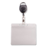 Advantus Resealable ID Badge Holders with 30" Cord Reel, Horizontal, Frosted 4.13" x 3.75" Holder, 3.75" x 2.63" Insert, 10/Pack (AVT91130) Pack of 10