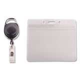 Advantus Resealable ID Badge Holders with 30" Cord Reel, Horizontal, Frosted 4.13" x 3.75" Holder, 3.75" x 2.63" Insert, 10/Pack (AVT91130) Pack of 10