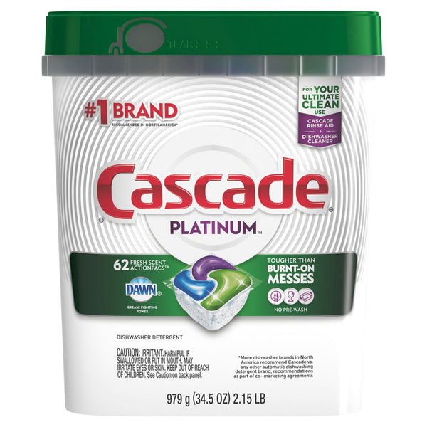 Cascade® ActionPacs, Fresh Scent, 34.5 oz, 62 Packs/Bag, 3 Bags/Carton (PGC97726)