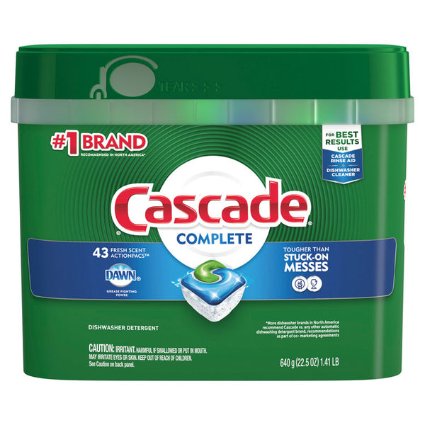 Cascade® ActionPacs, Fresh Scent, 22.5 oz Tub, 43/Tub, 6 Tubs/Carton (PGC06070)