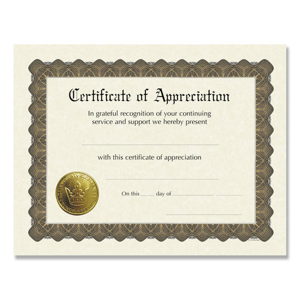 Great Papers!® Ready-to-Use Certificates, Appreciation, 11 x 8.5, Ivory/Brown/Gold Colors with Brown Border, 6/Pack (COS930000) Pack of 6