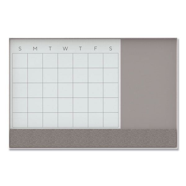 U Brands 3N1 Magnetic Glass Dry Erase Combo Board, 48 x 36, Month View, White Surface and Frame (UBR3198U0001) Each