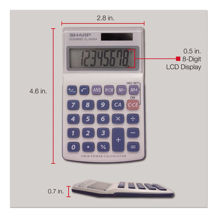 Sharp® EL240SB Handheld Business Calculator, 8-Digit LCD (SHREL240SAB) Each