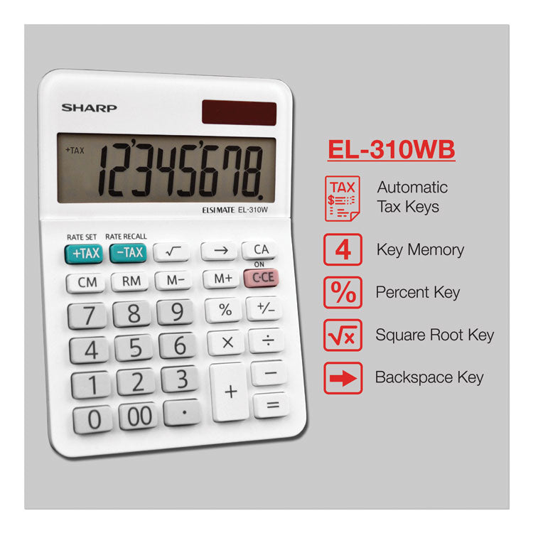 Sharp® EL-310WB Mini Desktop Calculator, 8-Digit LCD (SHREL310WB) Each